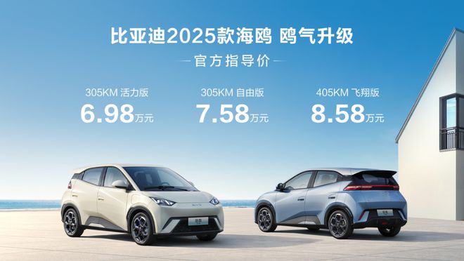 鸥气升级比亚迪2025款海鸥正式上市售698万元-858万元(图1)
